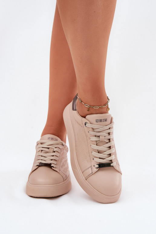 Sneakers tüüpi jalanõud Pealiste omad eko-nahast Big Star RR274259 beeži värvi
