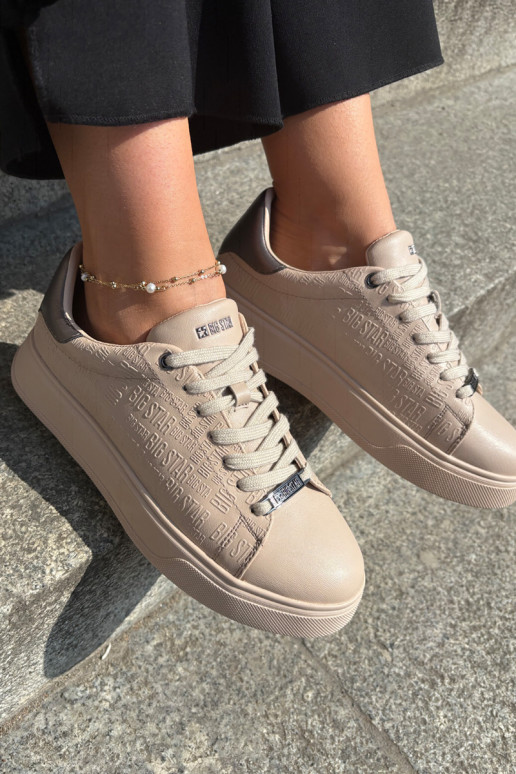 Sneakers tüüpi jalanõud Pealiste omad eko-nahast Big Star RR274259 beeži värvi