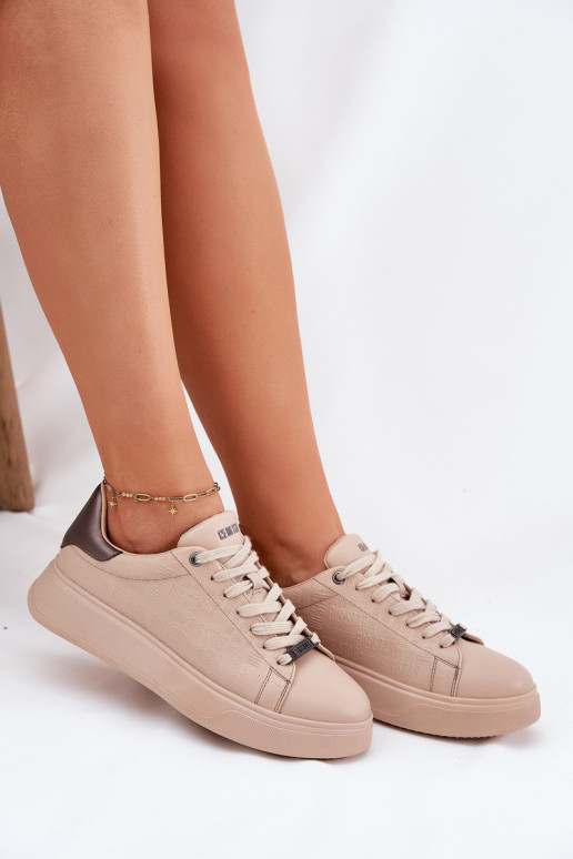Sneakers tüüpi jalanõud Pealiste omad eko-nahast Big Star RR274259 beeži värvi
