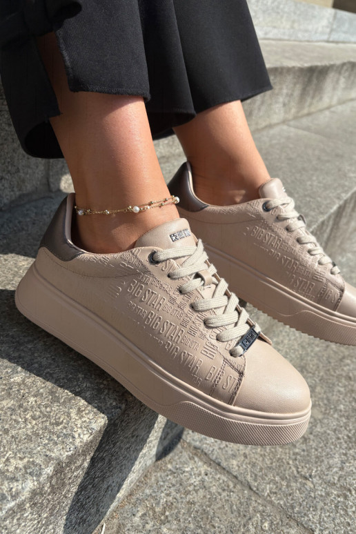 Sneakers tüüpi jalanõud Pealiste omad eko-nahast Big Star RR274259 beeži värvi