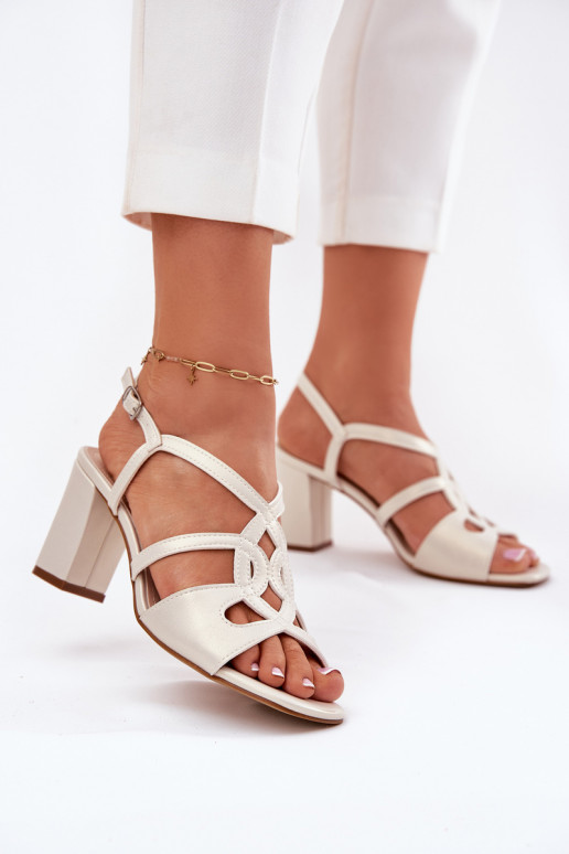  Elegantsed kõrge kontsaga sandaalid  Sergio Leone SK884 pärlmutri värvi