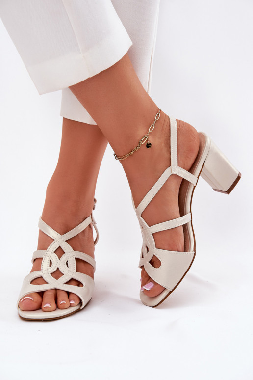  Elegantsed kõrge kontsaga sandaalid  Sergio Leone SK884 pärlmutri värvi