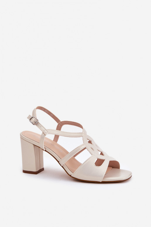  Elegantsed kõrge kontsaga sandaalid  Sergio Leone SK884 pärlmutri värvi