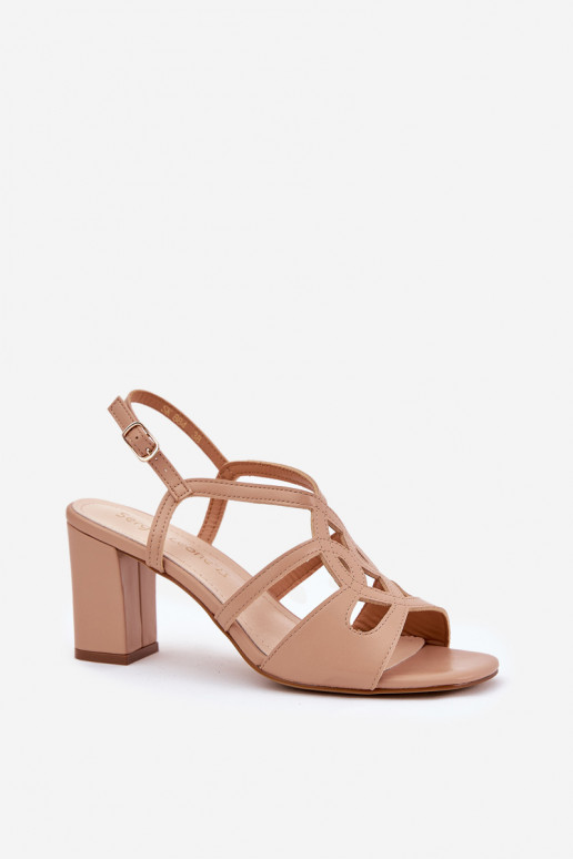 Elegantsed kõrge kontsaga sandaalid  Sergio Leone SK884 beeži värvi  Elegantsed kõrge kontsaga sandaalid  Sergio Leone SK884 beeži värvi