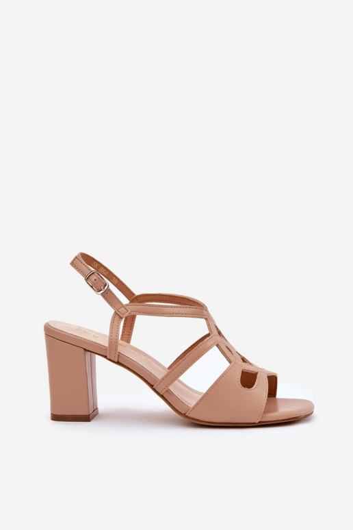 Elegantsed kõrge kontsaga sandaalid  Sergio Leone SK884 beeži värvi  Elegantsed kõrge kontsaga sandaalid  Sergio Leone SK884 beeži värvi