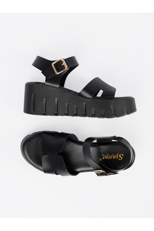 sandaalid Mustad kõrge platvormiga