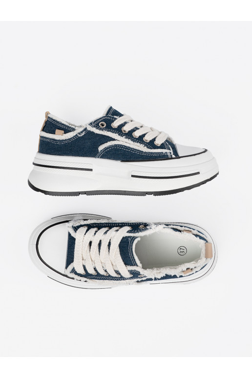 tumesinist värvi  Naiste saapad z valge värvmi wstawkami