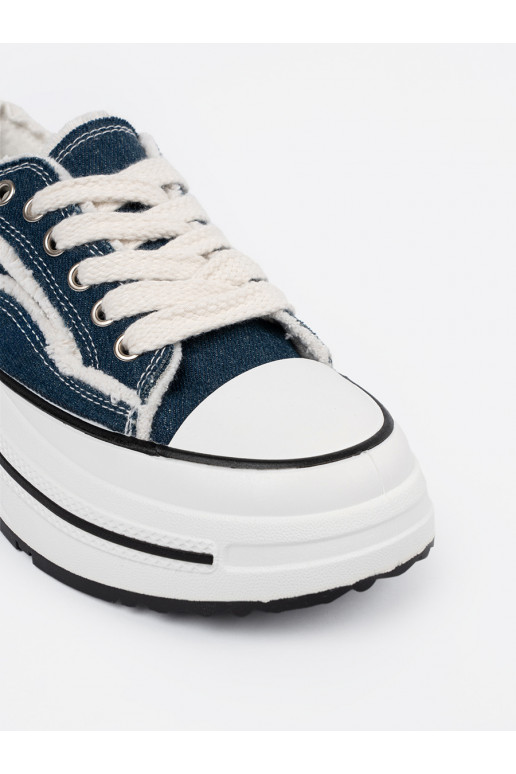 tumesinist värvi  Naiste saapad z valge värvmi wstawkami