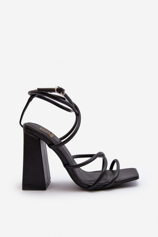 Mustad elegantsed kõrge kontsaga sandaalid, „Josette"