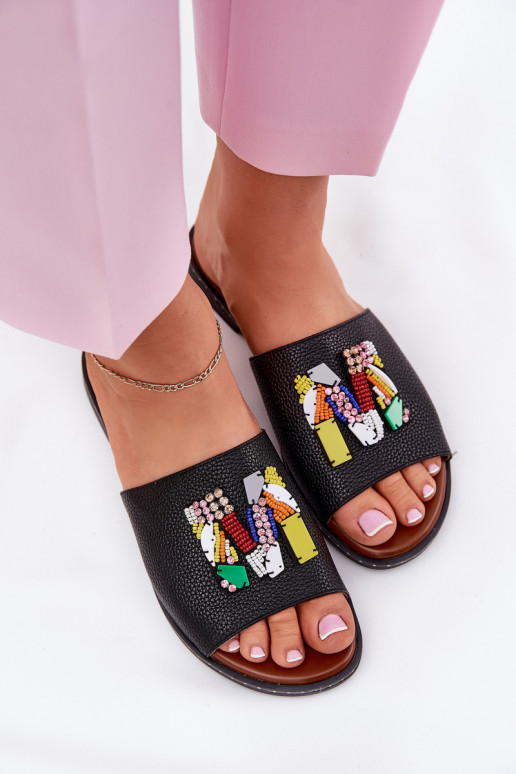 naiste plätud laiade nööridega kaunistustega Must Clelione