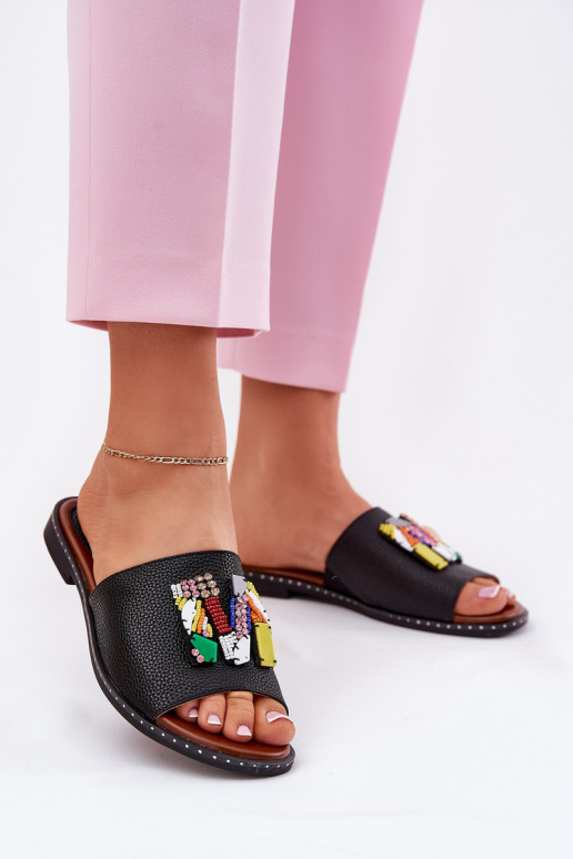 naiste plätud laiade nööridega kaunistustega Must Clelione