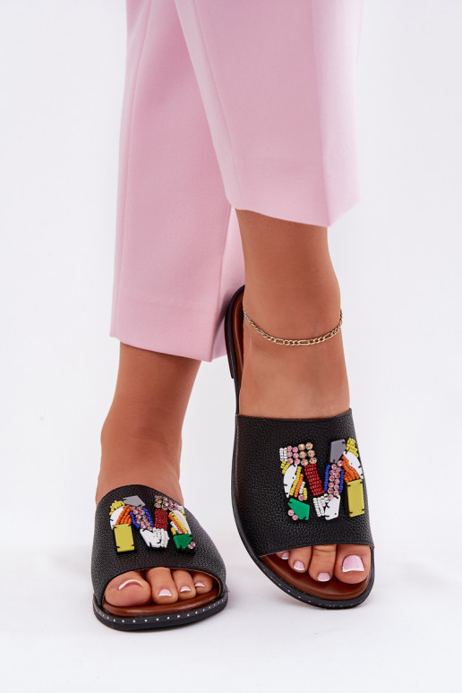 naiste plätud laiade nööridega kaunistustega Must Clelione