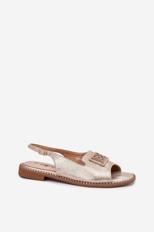 Elegantsed Pealistesandaalid laiade nööridega kaunistustega S.Barski KV51-082 Kuldset värvi
