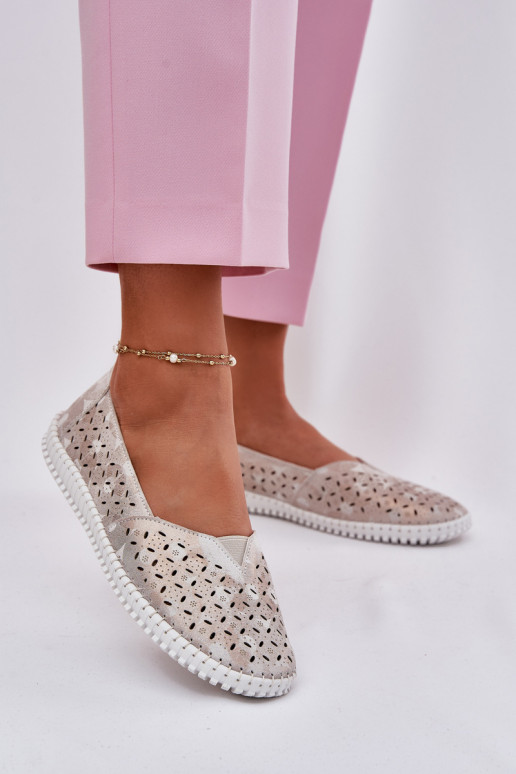 Ažuursed seemisnahast jalatsid  Kuldset värvi-Halli värvi Chulieta