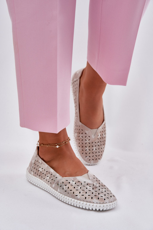 Ažuursed seemisnahast jalatsid  Kuldset värvi-Halli värvi Chulieta