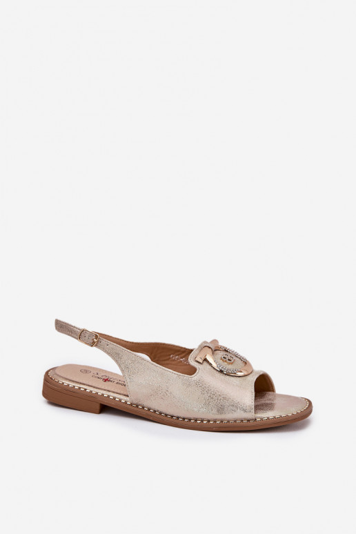 Elegantsed sandaalid kaunistustega laiade nööridega S.Barski KV51-003 Kuldset värvi Elegantsed sandaalid kaunistustega laiade nööridega S.Barski KV51-003 Kuldset värvi