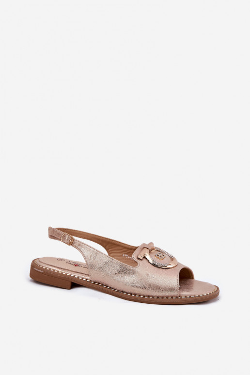 Elegantsed sandaalid kaunistustega laiade nööridega S.Barski KV51-003 Kuldset värvi Elegantsed sandaalid kaunistustega laiade nööridega S.Barski KV51-003 Kuldset värvi