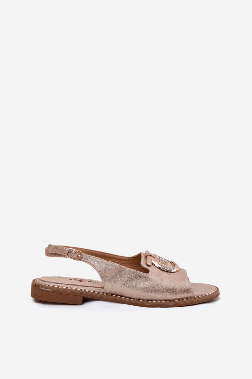 Elegantsed sandaalid kaunistustega laiade nööridega S.Barski KV51-003 Kuldset värvi Elegantsed sandaalid kaunistustega laiade nööridega S.Barski KV51-003 Kuldset värvi