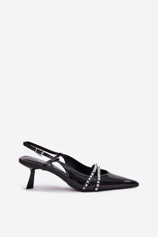 Laque Kingad kõrge jämeda kontsaga rihmadega Must Jelmia