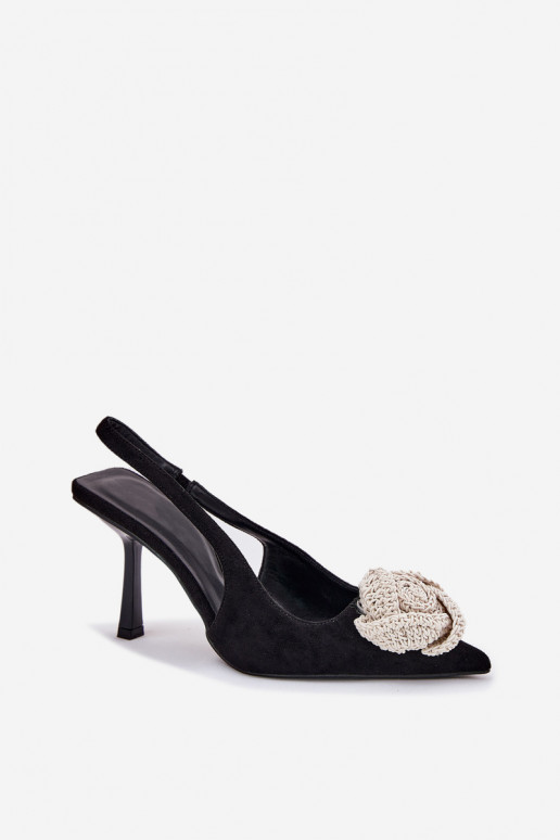 kõrge kontsaga kaunistustega owe Must Anodera