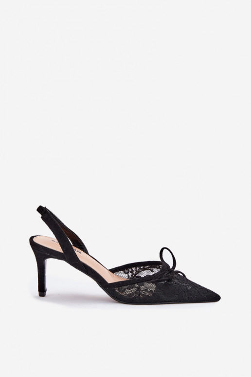 Pitsilised kõrge kontsaga Terava ninaga jalatsid Must Annivirae