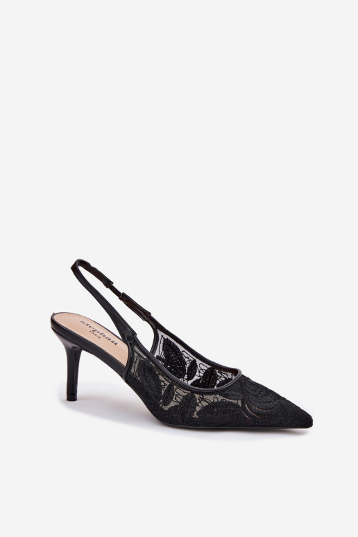 Pitsilised kõrge kontsaga sandaalid Terava ninaga jalatsid Must Lisaviela