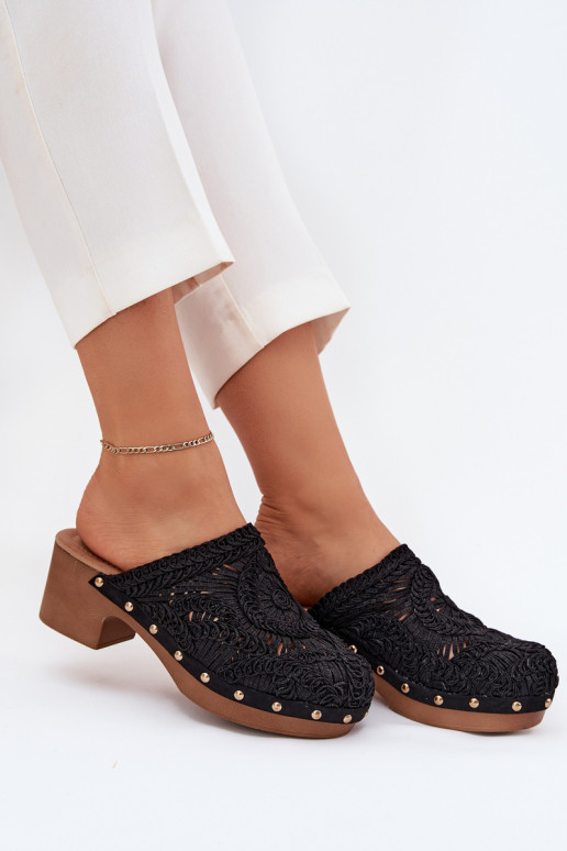 Szydełkowe naiste plätud kõrge jämeda kontsaga Must Senevia Szydełkowe naiste plätud kõrge jämeda kontsaga Must Senevia