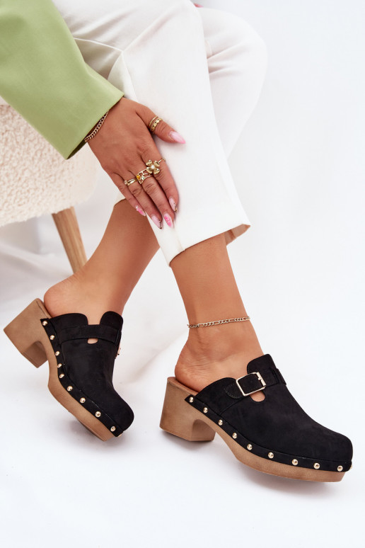 Sussid   kõrge jämeda kontsaga neetide ja pandlaga Must Veldexina Sussid   kõrge jämeda kontsaga neetide ja pandlaga Must Veldexina