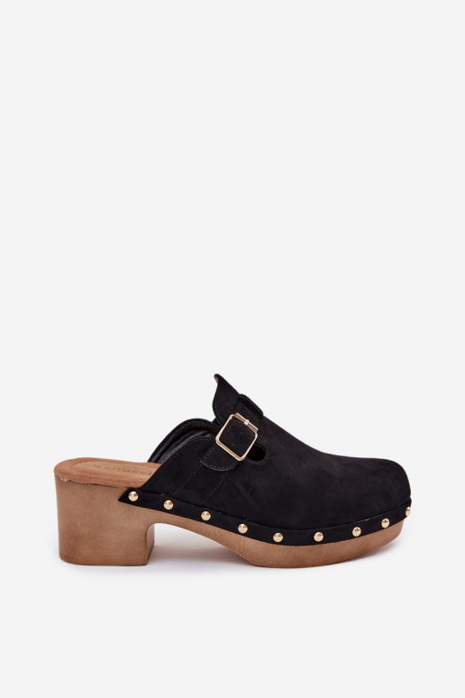 Sussid   kõrge jämeda kontsaga neetide ja pandlaga Must Veldexina Sussid   kõrge jämeda kontsaga neetide ja pandlaga Must Veldexina