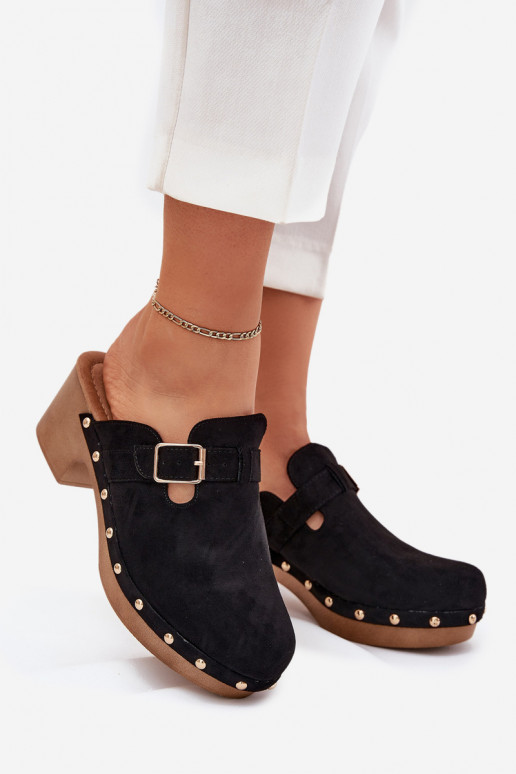 Sussid   kõrge jämeda kontsaga neetide ja pandlaga Must Veldexina Sussid   kõrge jämeda kontsaga neetide ja pandlaga Must Veldexina