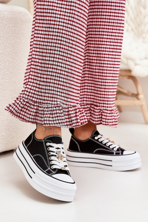 naiste saapad platvormiga Ze Kuldset värvimi Przypinkami Must Fiorina