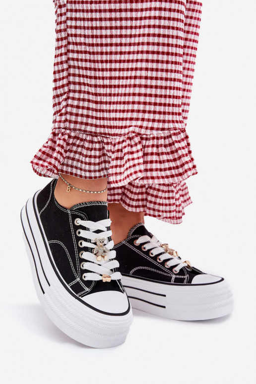 naiste saapad platvormiga Ze Kuldset värvimi Przypinkami Must Fiorina