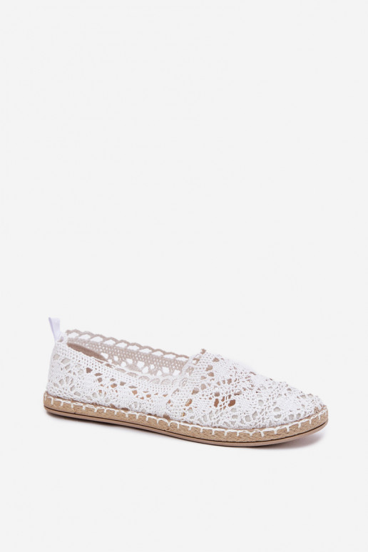 pitsilised espadrillid  valget värvi Adelira pitsilised espadrillid  valget värvi Adelira