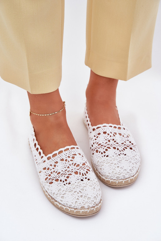 pitsilised espadrillid  valget värvi Adelira pitsilised espadrillid  valget värvi Adelira