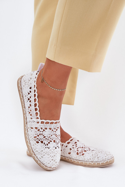 pitsilised espadrillid  valget värvi Adelira pitsilised espadrillid  valget värvi Adelira