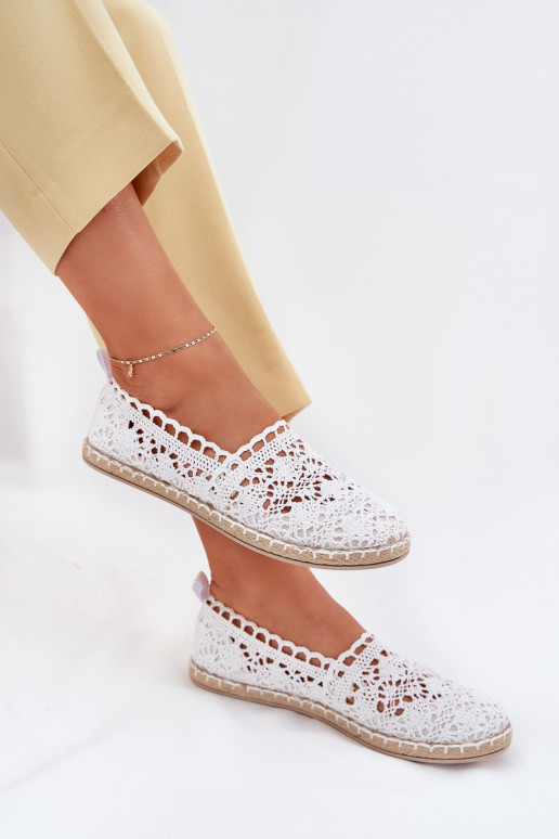 pitsilised espadrillid  valget värvi Adelira pitsilised espadrillid  valget värvi Adelira