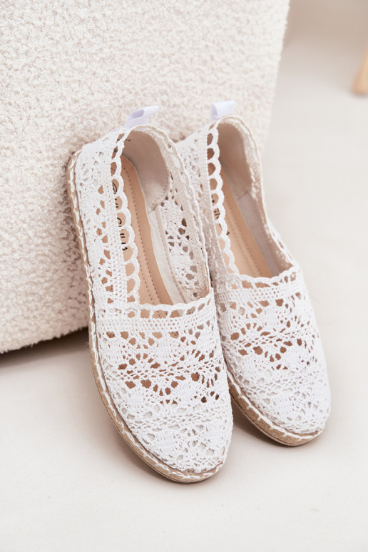 pitsilised espadrillid  valget värvi Adelira pitsilised espadrillid  valget värvi Adelira