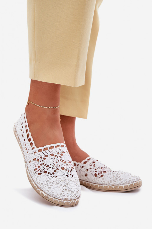 pitsilised espadrillid  valget värvi Adelira pitsilised espadrillid  valget värvi Adelira