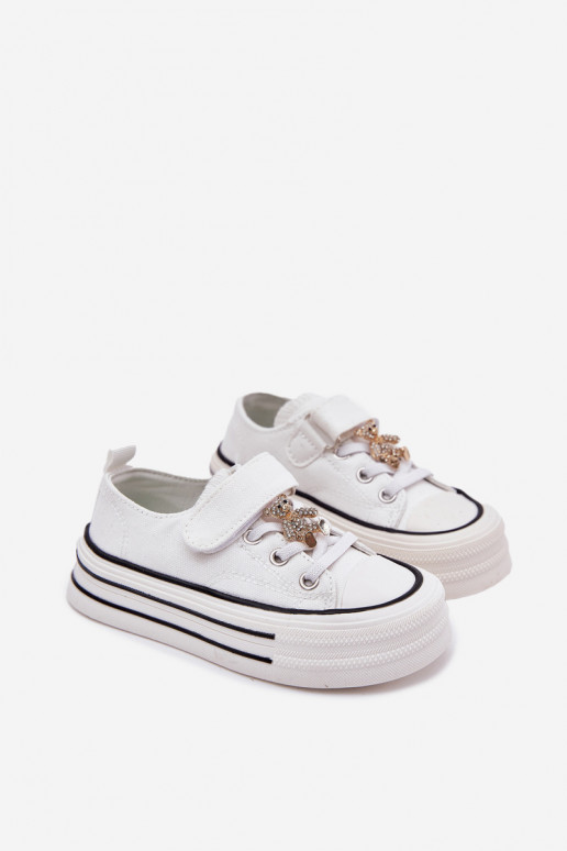 Laste vabaaja jalanõud Ze Złotą Przypinką  valget värvi Solena