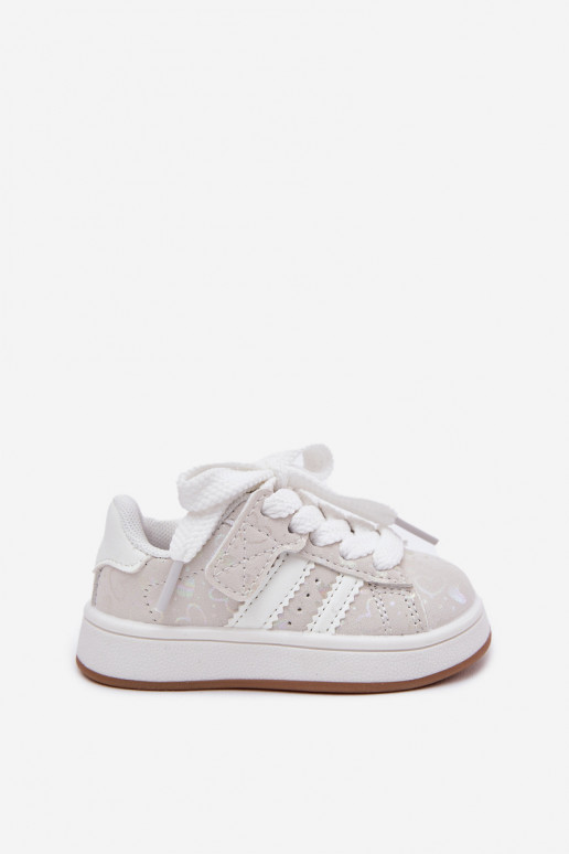 spordijalatsid  tüüpi jalanõud Laste jalanõud südametega valget värvi Mirelle