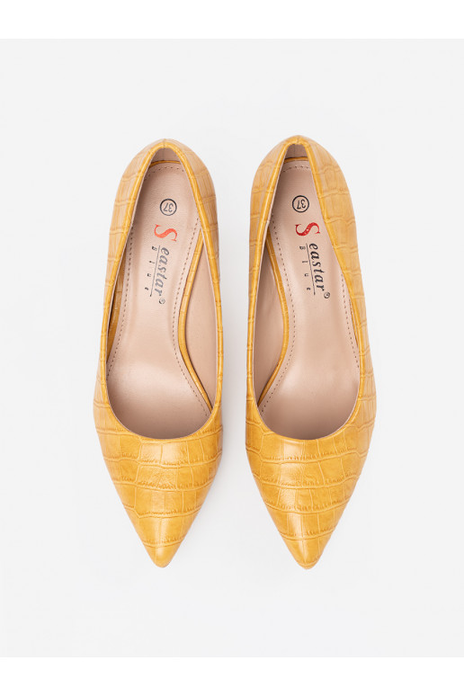 Žlut klasick lodičky na tenk m podpatku Žlut klasick lodičky na tenk m podpatku