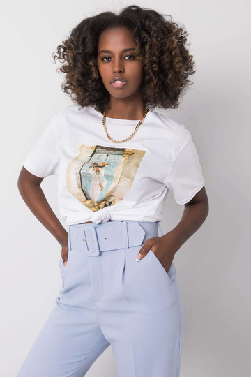 Valge Benthe trükiga T-särk