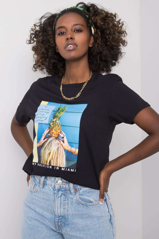 Lotta puuvillane naiste must T-särk Lotta puuvillane naiste must T-särk