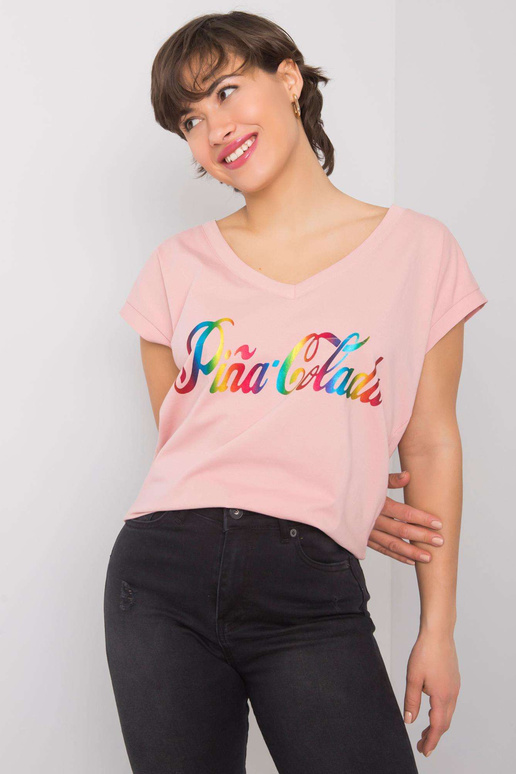 Määrdunud roosa Hollise trükiga T-särk