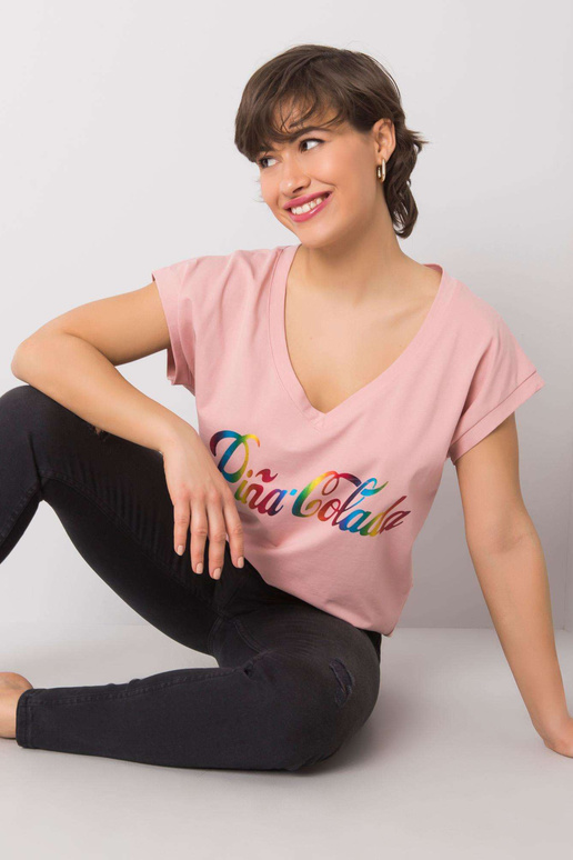 Määrdunud roosa Hollise trükiga T-särk