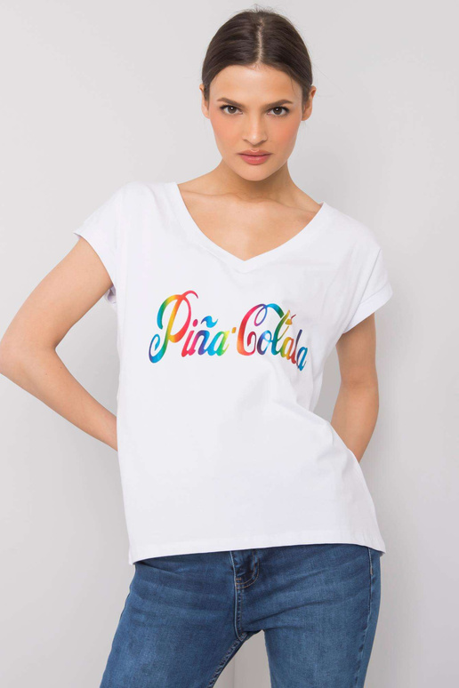 Valge Hollise trükiga T-särk Valge Hollise trükiga T-särk