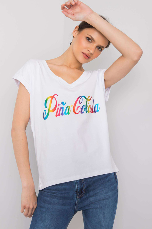 Valge Hollise trükiga T-särk Valge Hollise trükiga T-särk