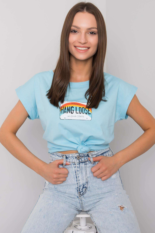 Helesinine Aloha trükiga T-särk Helesinine Aloha trükiga T-särk