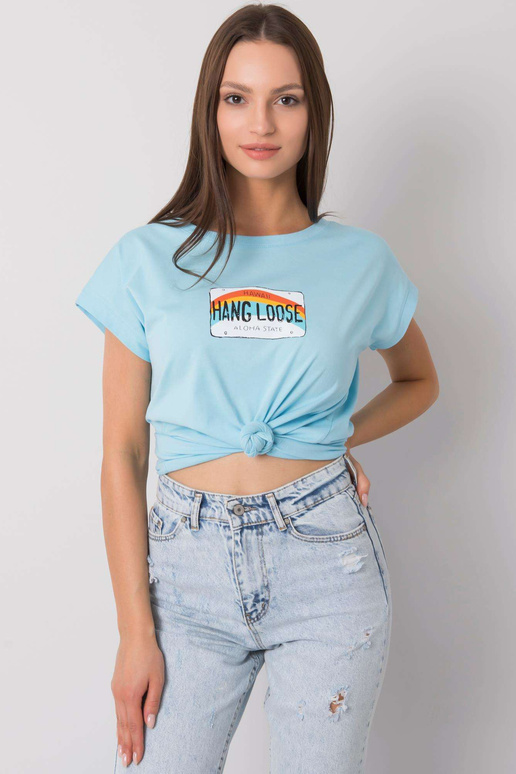 Helesinine Aloha trükiga T-särk Helesinine Aloha trükiga T-särk