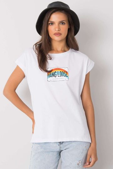 Valge Aloha trükiga T-särk